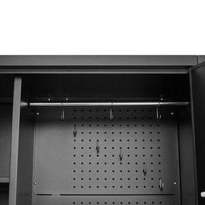 English Elm Metal Tall Utility Cabinet with Locking Doors Wheels and Hanging Rod for Garage T3625P538116