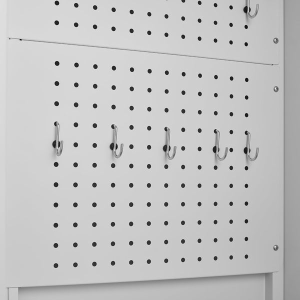 English Elm Metal Tall Utility Cabinet Freestanding Steel Storage with Locking Doors and Rolling Wheels T3625P538117