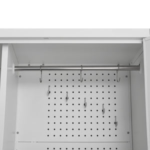English Elm Metal Tall Utility Cabinet Freestanding Steel Storage with Locking Doors and Rolling Wheels T3625P538117