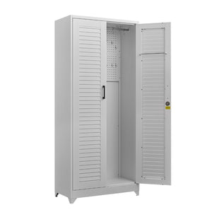 English Elm Metal Tall Utility Cabinet Freestanding Steel Storage with Locking Doors and Rolling Wheels T3625P538117