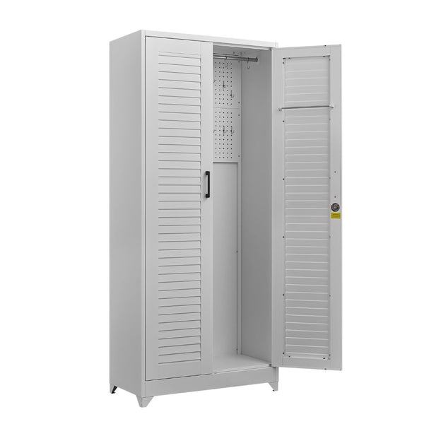 English Elm Metal Tall Utility Cabinet Freestanding Steel Storage with Locking Doors and Rolling Wheels T3625P538117