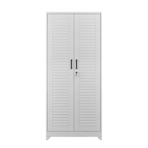 English Elm Metal Tall Utility Cabinet Freestanding Steel Storage with Locking Doors and Rolling Wheels T3625P538117