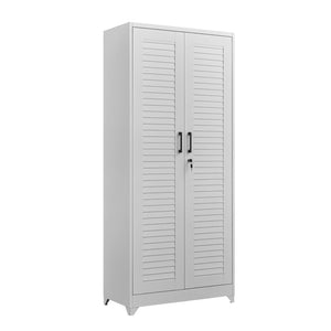English Elm Metal Tall Utility Cabinet Freestanding Steel Storage with Locking Doors and Rolling Wheels T3625P538117