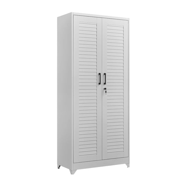 English Elm Metal Tall Utility Cabinet Freestanding Steel Storage with Locking Doors and Rolling Wheels T3625P538117