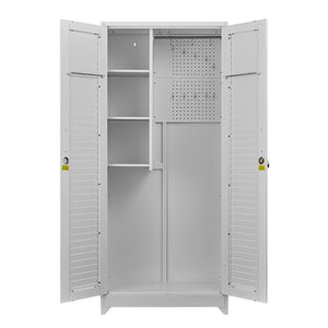 English Elm Metal Tall Utility Cabinet Freestanding Steel Storage with Locking Doors and Rolling Wheels T3625P538117