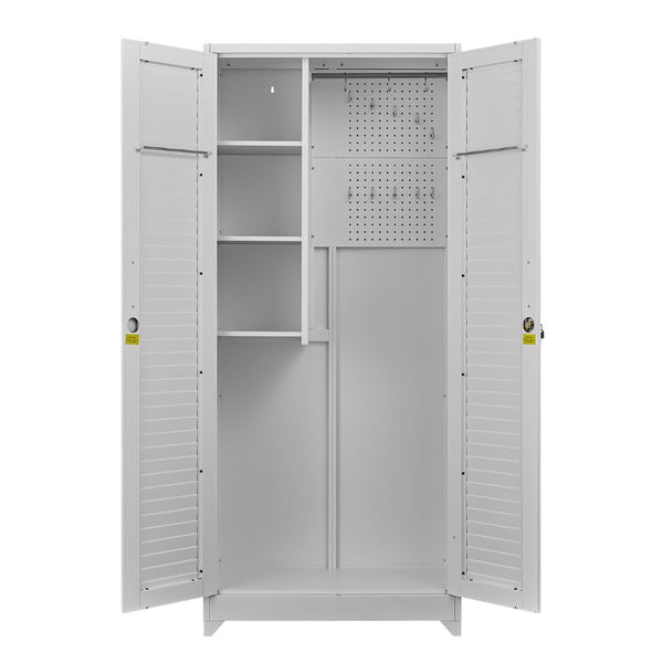 English Elm Metal Tall Utility Cabinet Freestanding Steel Storage with Locking Doors and Rolling Wheels T3625P538117