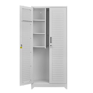 English Elm Metal Tall Utility Cabinet Freestanding Steel Storage with Locking Doors and Rolling Wheels T3625P538117