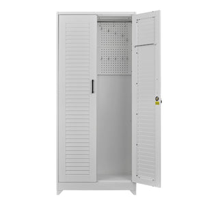 English Elm Metal Tall Utility Cabinet Freestanding Steel Storage with Locking Doors and Rolling Wheels T3625P538117