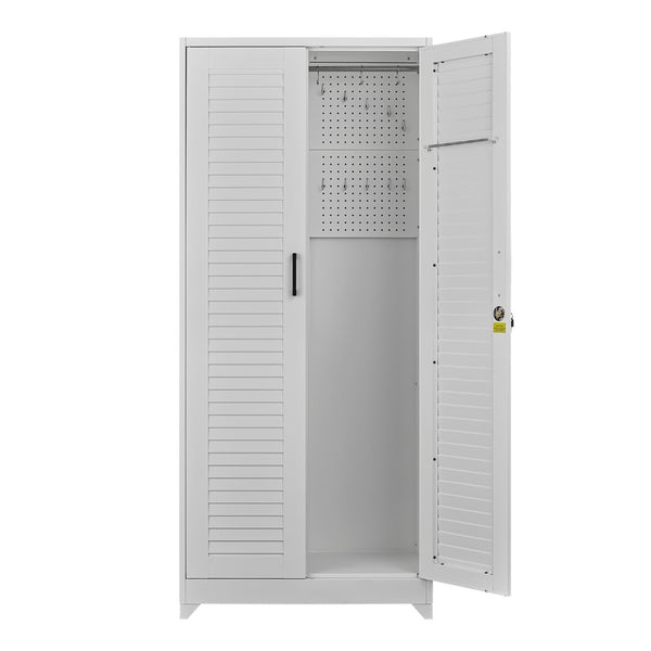 English Elm Metal Tall Utility Cabinet Freestanding Steel Storage with Locking Doors and Rolling Wheels T3625P538117