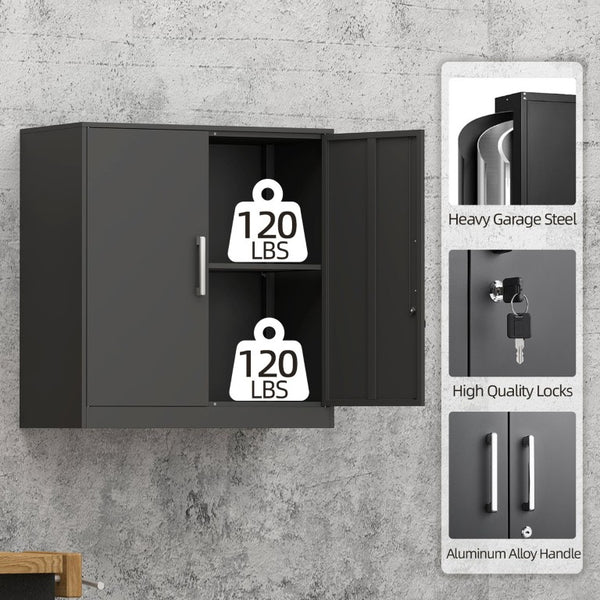 English Elm Locking Steel Wall Cabinet with Adjustable Shelf and Keyed Security for Garage T3625P574603