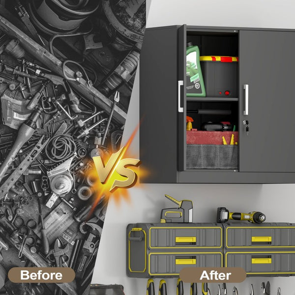 English Elm Locking Steel Wall Cabinet with Adjustable Shelf and Keyed Security for Garage T3625P574603