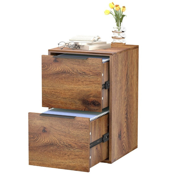 English Elm 24 Inch 2-Drawer Vertical File Cabinet Warm Wood Grain Finish for Home Office Use Dark Brown T3625P596771