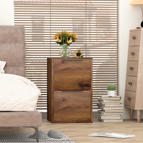English Elm 24 Inch 2-Drawer Vertical File Cabinet Warm Wood Grain Finish for Home Office Use Dark Brown T3625P596771