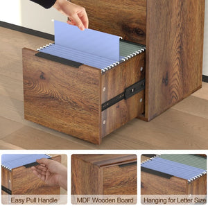 English Elm 24 Inch 2-Drawer Vertical File Cabinet Warm Wood Grain Finish for Home Office Use Dark Brown T3625P596771