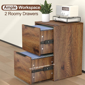 English Elm 24 Inch 2-Drawer Vertical File Cabinet Warm Wood Grain Finish for Home Office Use Dark Brown T3625P596771