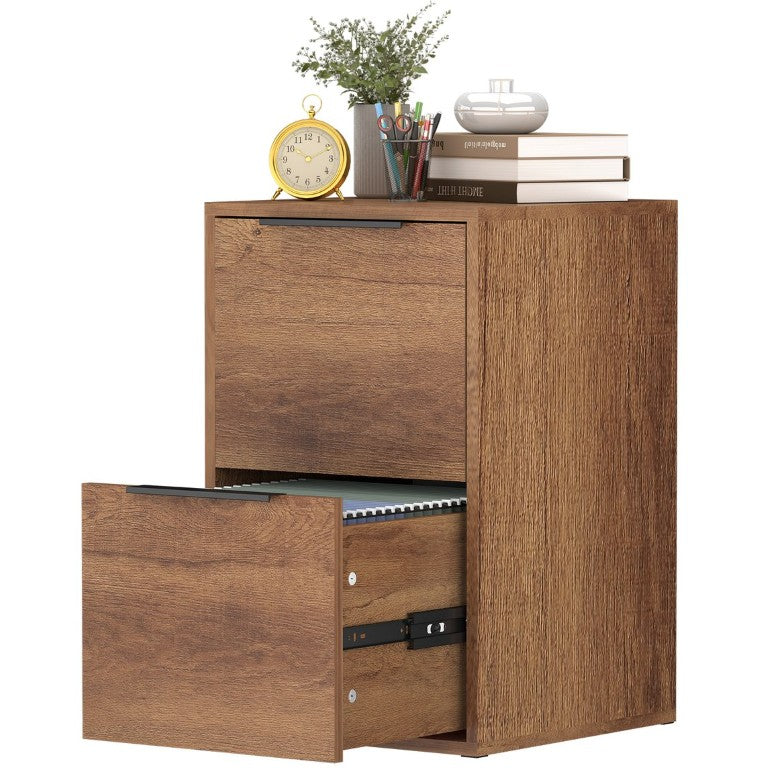 English Elm 24 Inch 2-Drawer Vertical File Cabinet Warm Wood Grain Finish for Home Office Use Brown T3625P596806