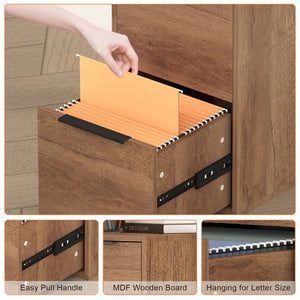English Elm 24 Inch 2-Drawer Vertical File Cabinet Warm Wood Grain Finish for Home Office Use Brown T3625P596806