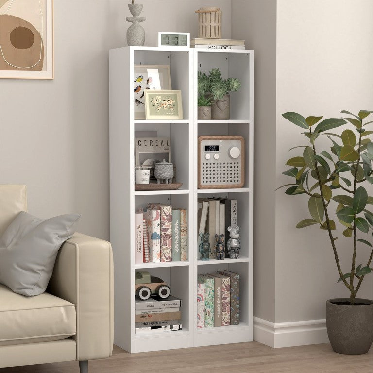 English Elm 4-Tier Metal Open Bookshelf Freestanding Matte White Steel Storage for Home Office T3625P608020