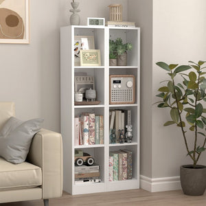 English Elm 4-Tier Metal Open Bookshelf Freestanding Matte White Steel Storage for Home Office T3625P608020