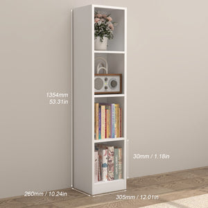 English Elm 4-Tier Metal Open Bookshelf Freestanding Matte White Steel Storage for Home Office T3625P608020