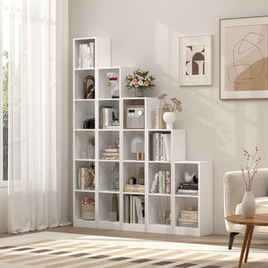 English Elm 4-Tier Metal Open Bookshelf Freestanding Matte White Steel Storage for Home Office T3625P608020