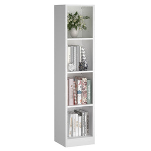 English Elm 4-Tier Metal Open Bookshelf Freestanding Matte White Steel Storage for Home Office T3625P608020
