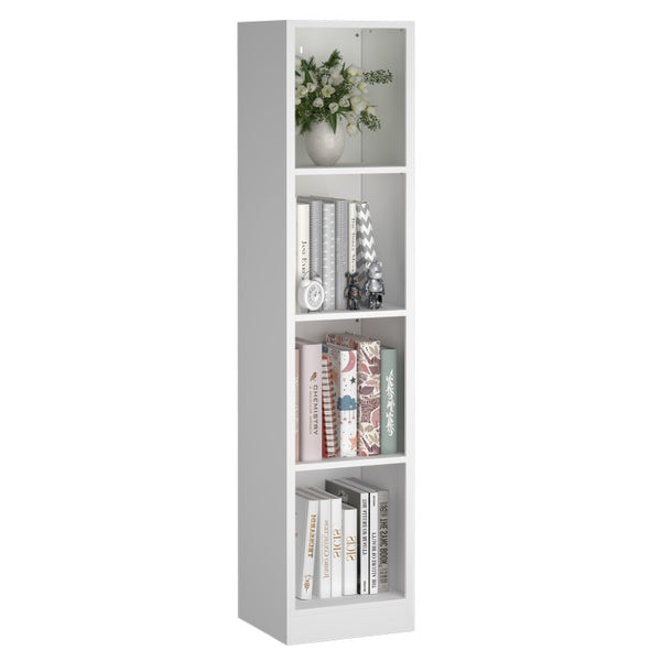 English Elm 4-Tier Metal Open Bookshelf Freestanding Matte White Steel Storage for Home Office T3625P608020