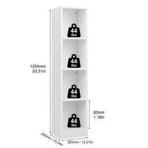 English Elm 4-Tier Metal Open Bookshelf Freestanding Matte White Steel Storage for Home Office T3625P608020
