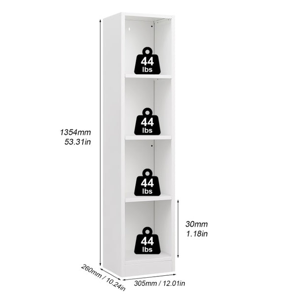 English Elm 4-Tier Metal Open Bookshelf Freestanding Matte White Steel Storage for Home Office T3625P608020