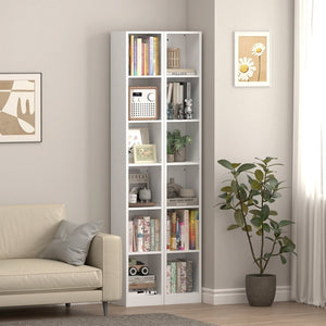 English Elm 6-Tier Metal Open Bookshelf Slim Freestanding Steel Unit for Home Office or Bedroom T3625P608040