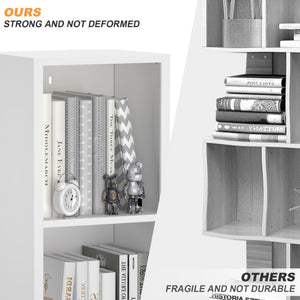 English Elm 6-Tier Metal Open Bookshelf Slim Freestanding Steel Unit for Home Office or Bedroom T3625P608040