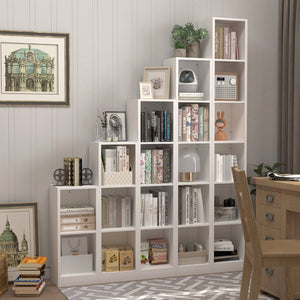English Elm 6-Tier Metal Open Bookshelf Slim Freestanding Steel Unit for Home Office or Bedroom T3625P608040