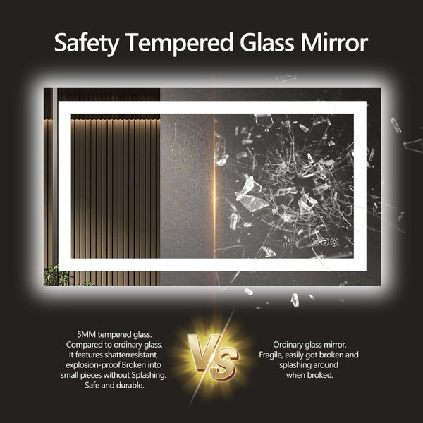 English Elm 40x30 Frameless Led Bathroom Mirror with Anti-fog Dimming and Three Color Temperatures T3757P517455
