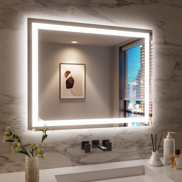 English Elm 48X32 Frameless LED Bathroom Mirror with Anti Fog Dimmable Smart Lighting T3757P517459