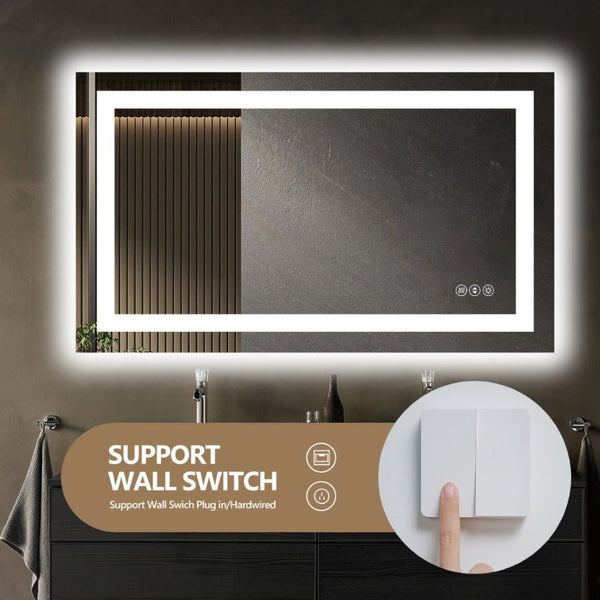 English Elm 48X32 Frameless LED Bathroom Mirror with Anti Fog Dimmable Smart Lighting T3757P517459