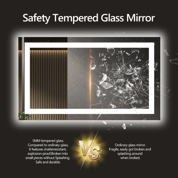 English Elm 48X32 Frameless LED Bathroom Mirror with Anti Fog Dimmable Smart Lighting T3757P517459