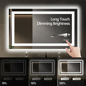 English Elm 48X32 Frameless LED Bathroom Mirror with Anti Fog Dimmable Smart Lighting T3757P517459