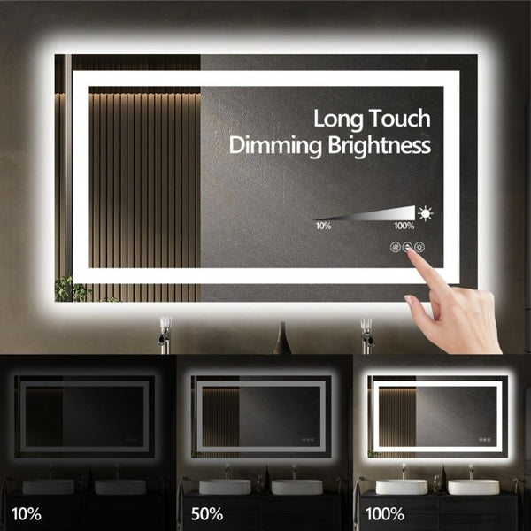 English Elm 48X32 Frameless LED Bathroom Mirror with Anti Fog Dimmable Smart Lighting T3757P517459