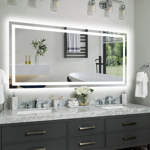 English Elm 60x28 Frameless Led Vanity Mirror with Anti-fog Dimmable Lighting for Modern Bathrooms T3757P517462