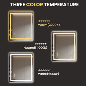 English Elm 20X28 Frameless LED Bathroom Mirror with Anti Fog Dimming and Tri Tone Lighting T3757P588778