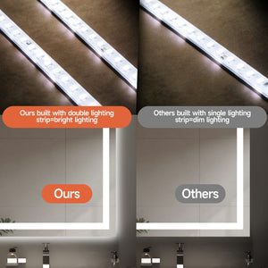 English Elm 20X28 Frameless LED Bathroom Mirror with Anti Fog Dimming and Tri Tone Lighting T3757P588778
