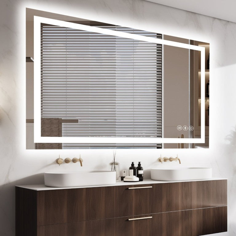 English Elm 48X30 Frameless LED Vanity Mirror with Anti Fog Dimmable Smart Lighting Spa Bath T3757P588789