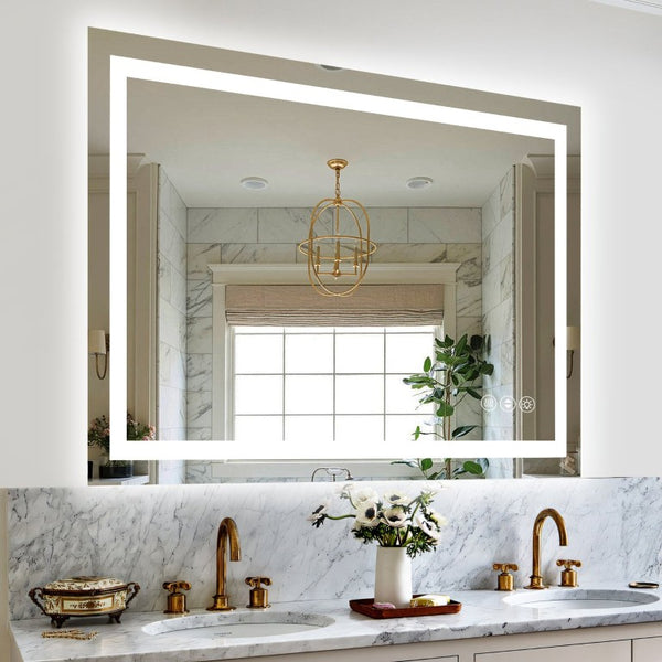 English Elm 55X36 Frameless LED Bathroom Mirror with Dimmable Lighting and Anti Fog Tempered Glass T3757P588791