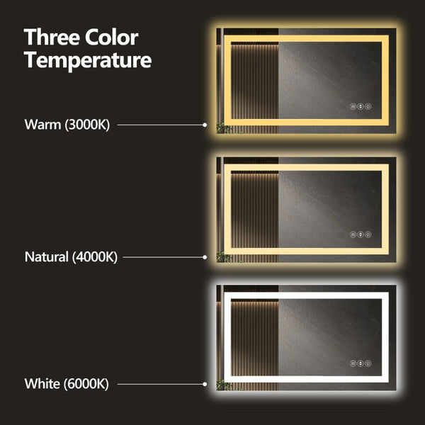 English Elm 55X36 Frameless LED Bathroom Mirror with Dimmable Lighting and Anti Fog Tempered Glass T3757P588791