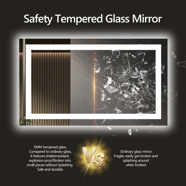 English Elm 55X36 Frameless LED Bathroom Mirror with Dimmable Lighting and Anti Fog Tempered Glass T3757P588791