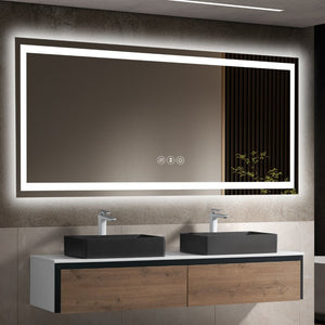 English Elm 77X36 Inch Frameless LED Vanity Mirror with Dimmable Lighting and Anti Fog for Spa Baths T3757P588793