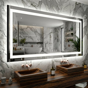 English Elm 60X36 Frameless LED Bathroom Mirror with Anti Fog Dimmable Smart Vanity Lighting T3757P588831