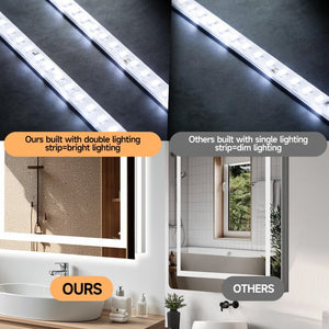 English Elm 60X36 Frameless LED Bathroom Mirror with Anti Fog Dimmable Smart Vanity Lighting T3757P588831