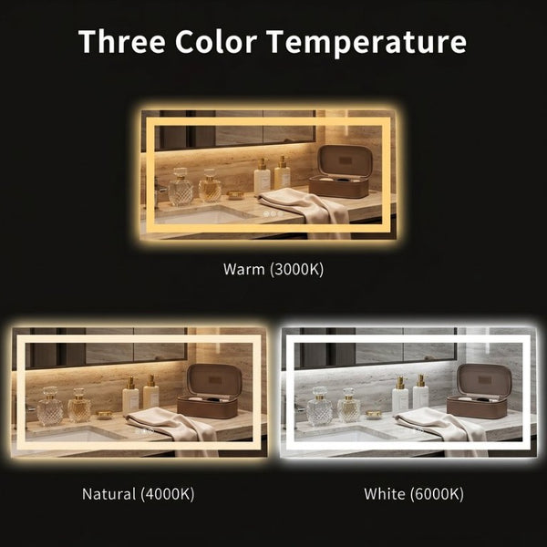 English Elm 60X36 Frameless LED Bathroom Mirror with Anti Fog Dimmable Smart Vanity Lighting T3757P588831