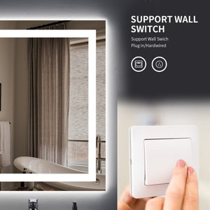English Elm 60X36 Frameless LED Bathroom Mirror with Anti Fog Dimmable Smart Vanity Lighting T3757P588831